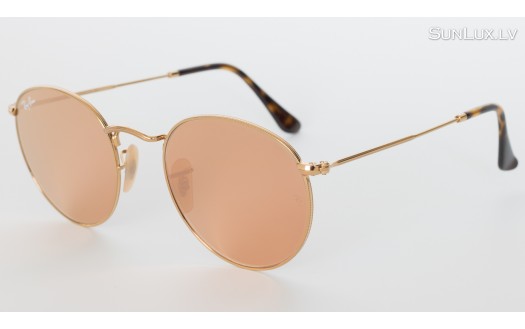 Ray-Ban Round Flat Lenses Copper Flash (RB3447N 001/Z2 50mm) saules brilles
